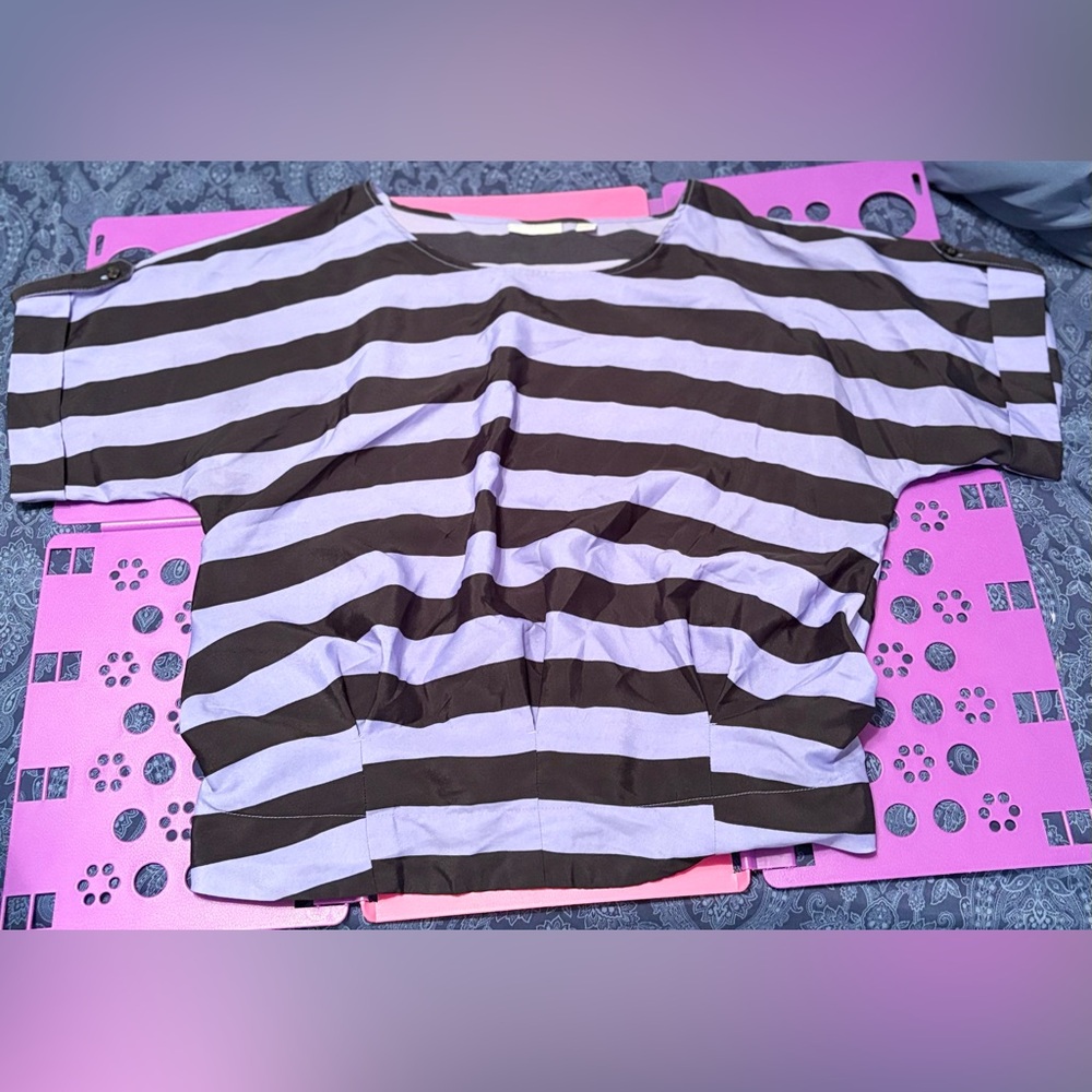 New York & Company Brown and Purple Striped Crop Top